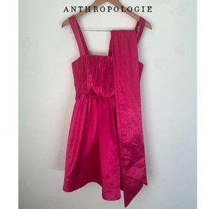 Anthropologie Maeve Bow Tie Satin Mini Dress PINK (Size 4)